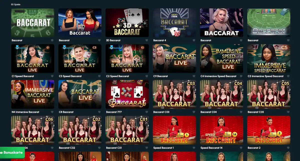 Live-Baccarat-Tisch bei Richville
