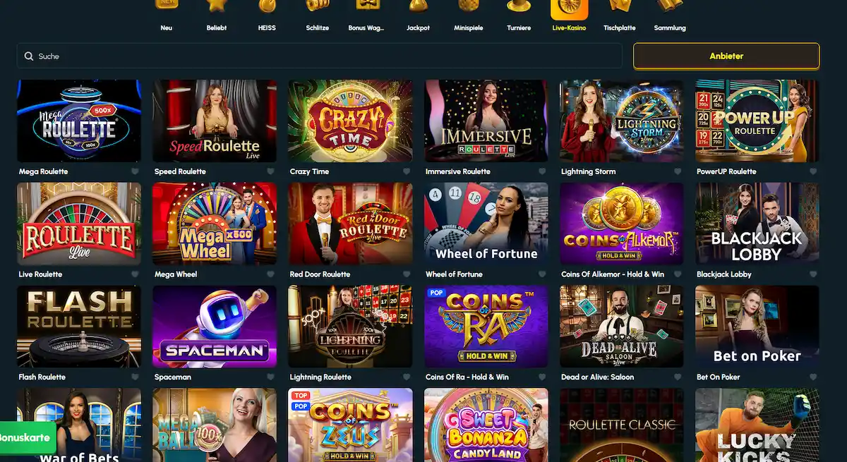 Live-Casino-Bereich von Richville